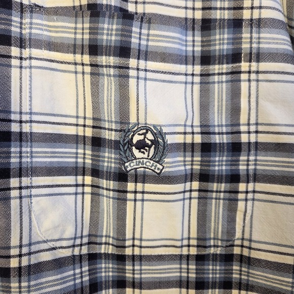 Cinch Shirt Blue/White Short Sleeve Shirt Cowboy Western Rodeo Men's XL - Picture 4 of 5